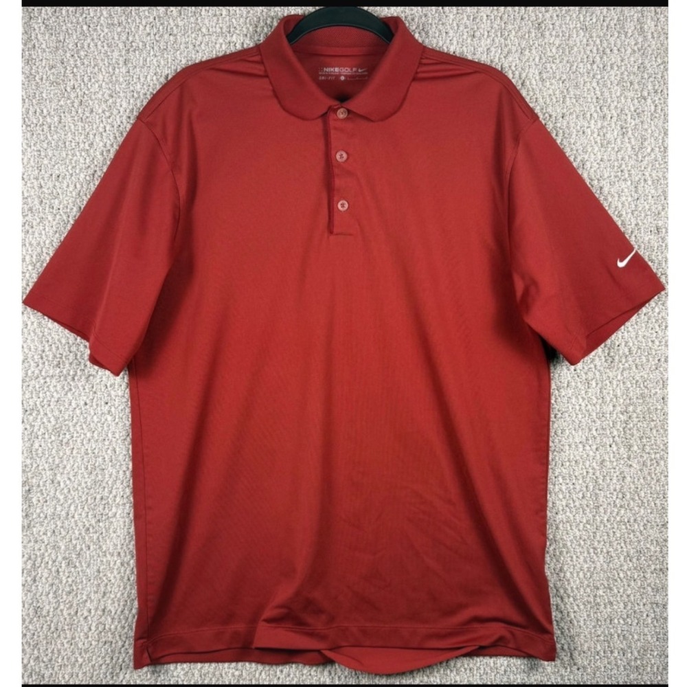 Nike Golf Dri-FIT Polo Shirt Mens Large Red Performance Swoosh Short Sleeve Top